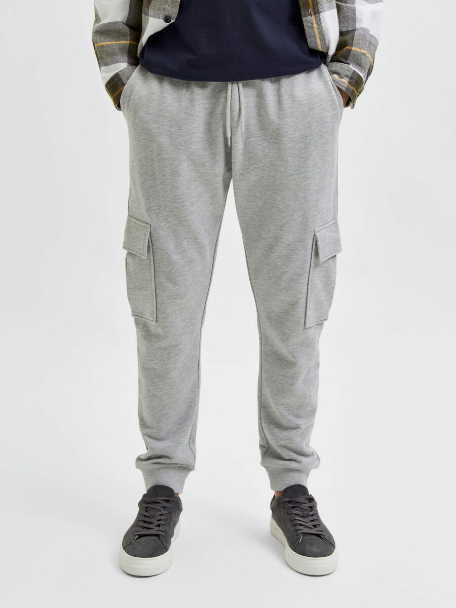 Selected KNITTED CARGO TROUSERS, Light Grey Melange, highres - 16082832_LightGreyMelange_003.jpg