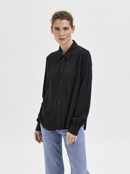 Selected VISCOSE BLEND SHIRT, Black, highres - 16082298_Black_003.jpg
