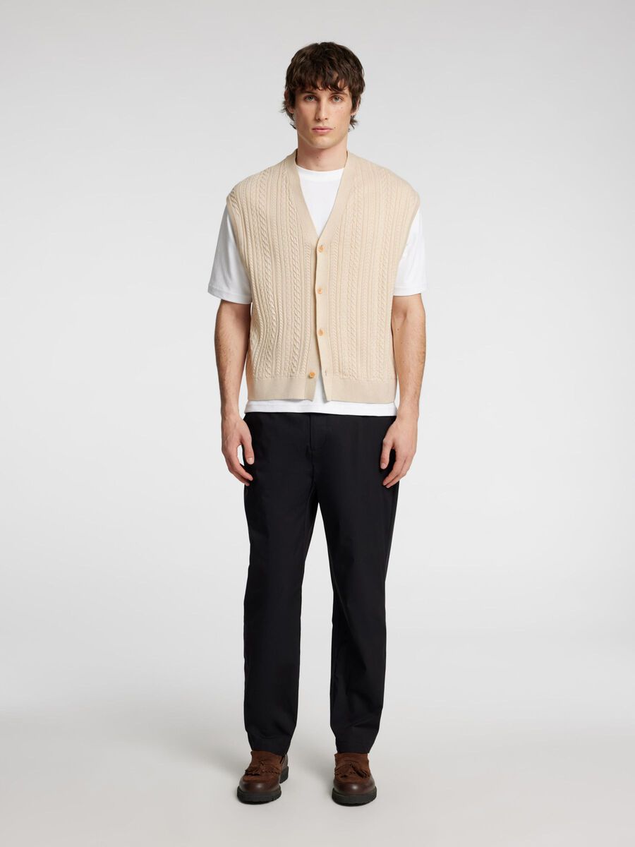 Selected CABLE KNIT KNITTED VEST, Oatmeal, highres - 16096386_Oatmeal_005.jpg