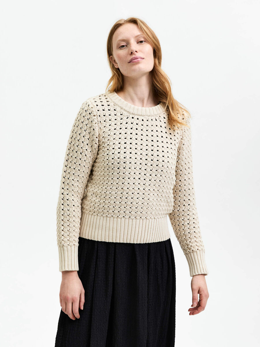 Selected GROB GESTRICKTER STRICKPULLOVER, Birch, highres - 16085565_Birch_003.jpg