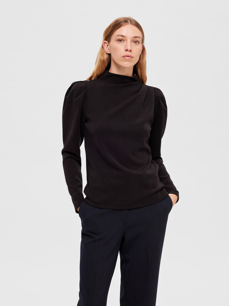 Selected DRAPED TOP, Black, highres - 16088133_Black_003.jpg