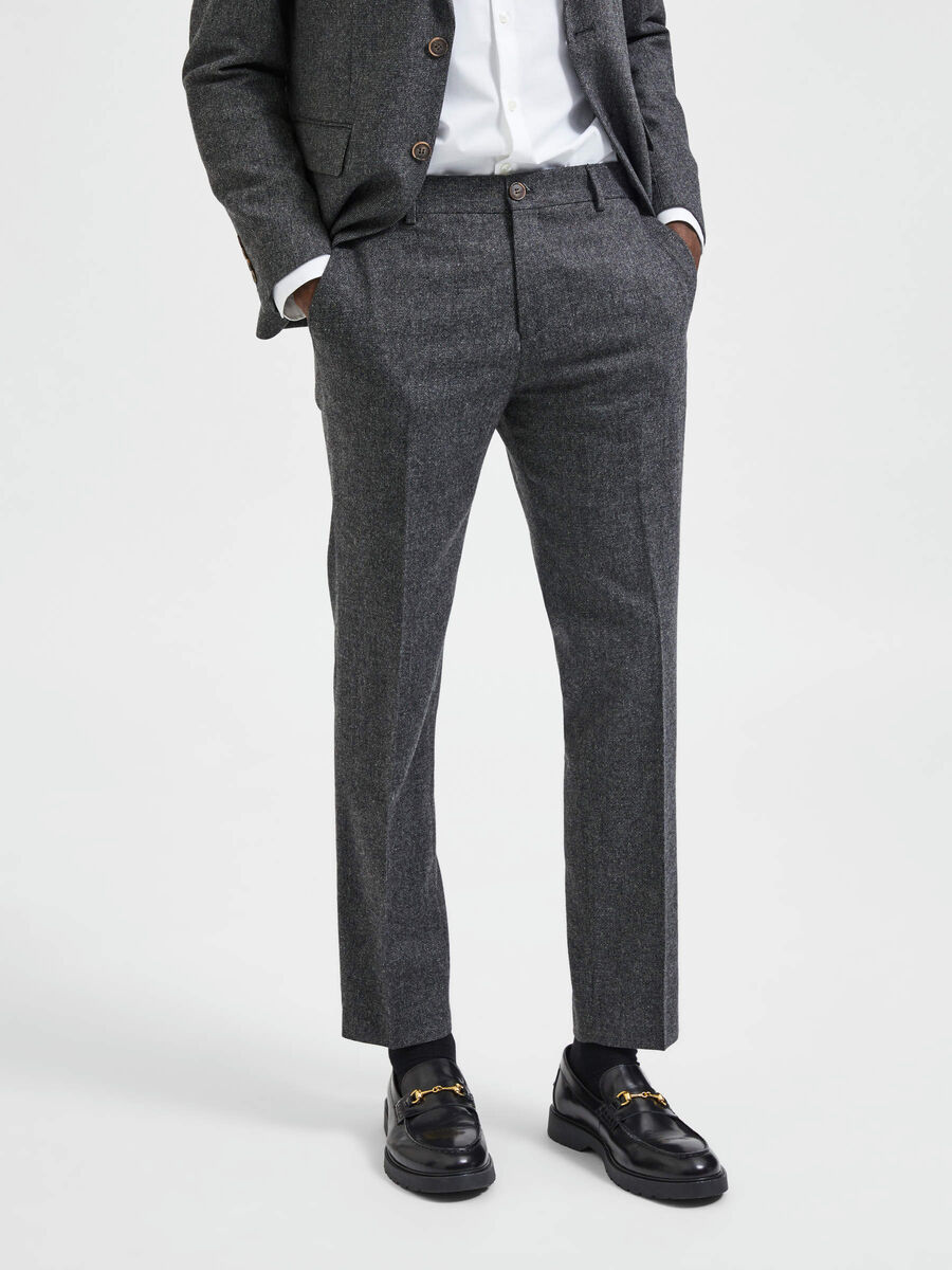 175 SLIM FIT TWEED TROUSERS Black SELECTED HOMME®