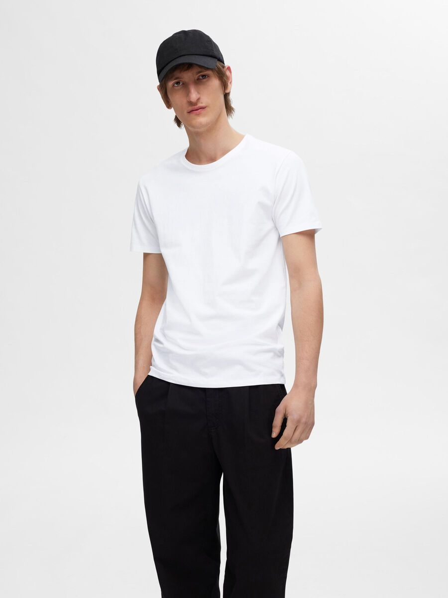 Selected 3-PACK COTTON T-SHIRT, Bright White, highres - 16094475_BrightWhite_003.jpg