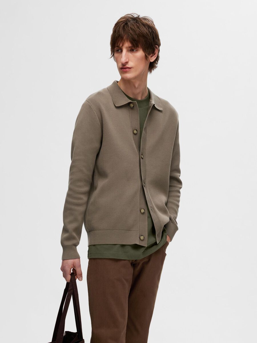 Selected LANGÄRMELIGER POLO STRICKJACKE, Morel, highres - 16094546_Morel_003.jpg