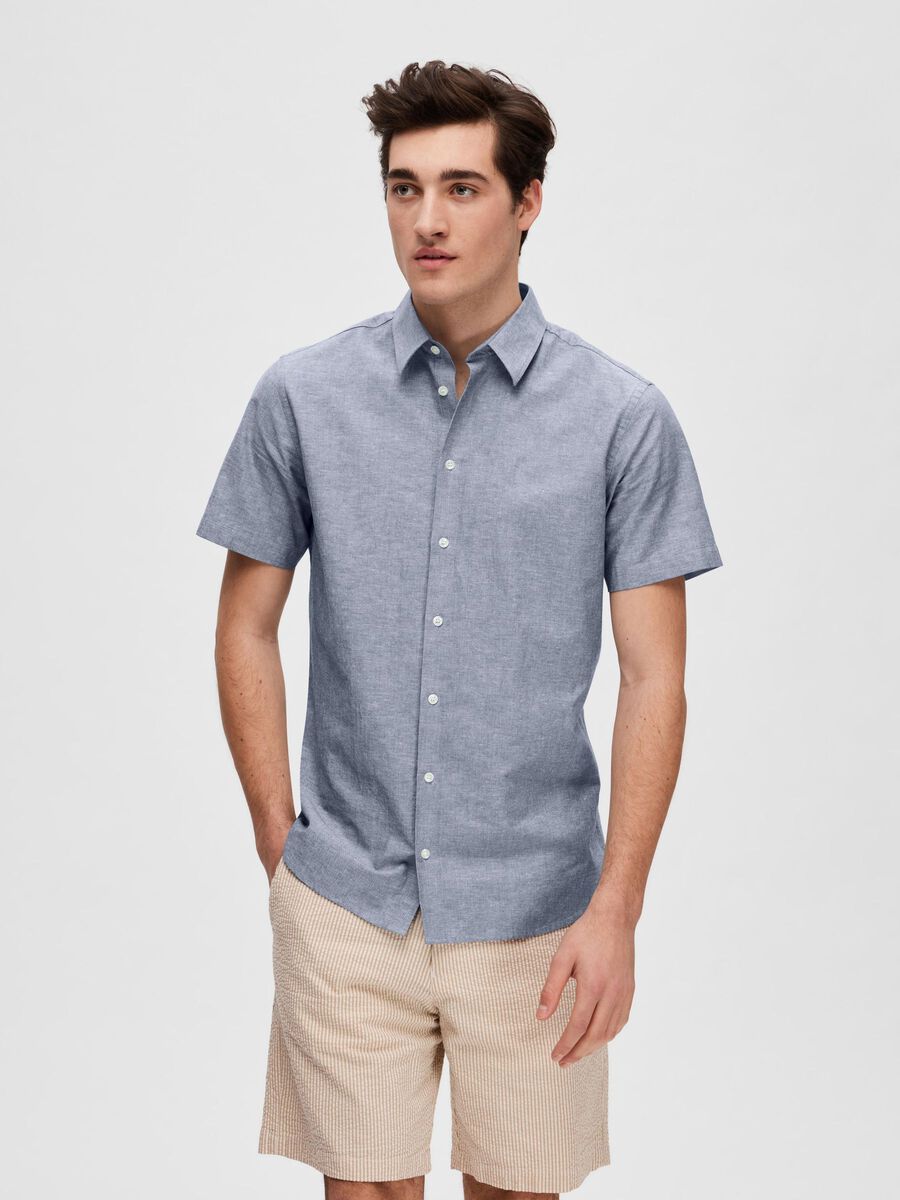 Selected SLIM FIT LEINEN-BIO-BAUMWOLLMISCHFASER HEMD, Medium Blue Denim, highres - 16079057_MediumBlueDenim_003.jpg