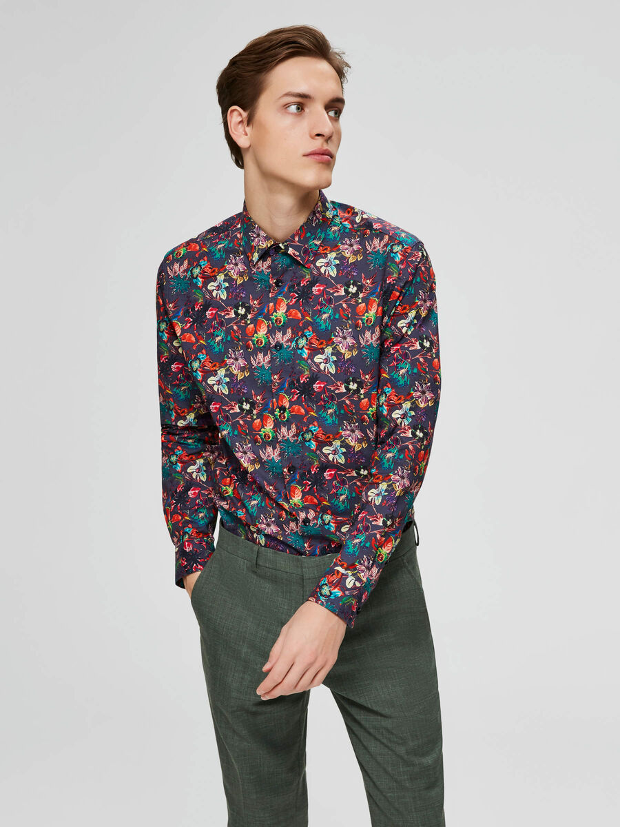 Selected SLIM FIT FLORAL PRINT - SHIRT, Dark Navy, highres - 16072007_DarkNavy_734229_003.jpg