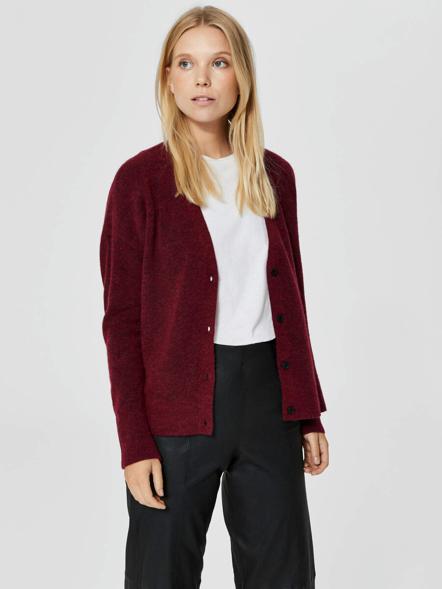 Selected SOFT WOOL - KNITTED CARDIGAN, Beet Red, highres - 16059933_BeetRed_632592_003.jpg