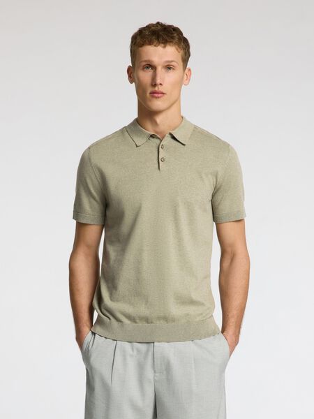 Selected KNITTED POLO SHIRT, Vetiver, highres - 16092437_Vetiver_1078017_003.jpg