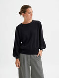 Selected BALLOON SLEEVED KNITTED PULLOVER, Black, highres - 16079848_Black_003.jpg