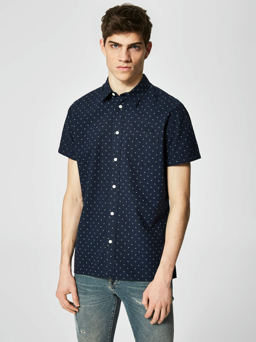 Selected SLIM FIT - SHORT SLEEVED SHIRT, Dark Sapphire, highres - 16060806_DarkSapphire_603053_003.jpg