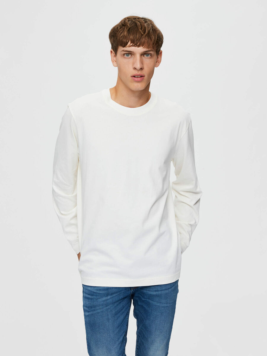 Selected RELAXED FIT LONGSLEEVE, Egret, highres - 16078605_Egret_003.jpg