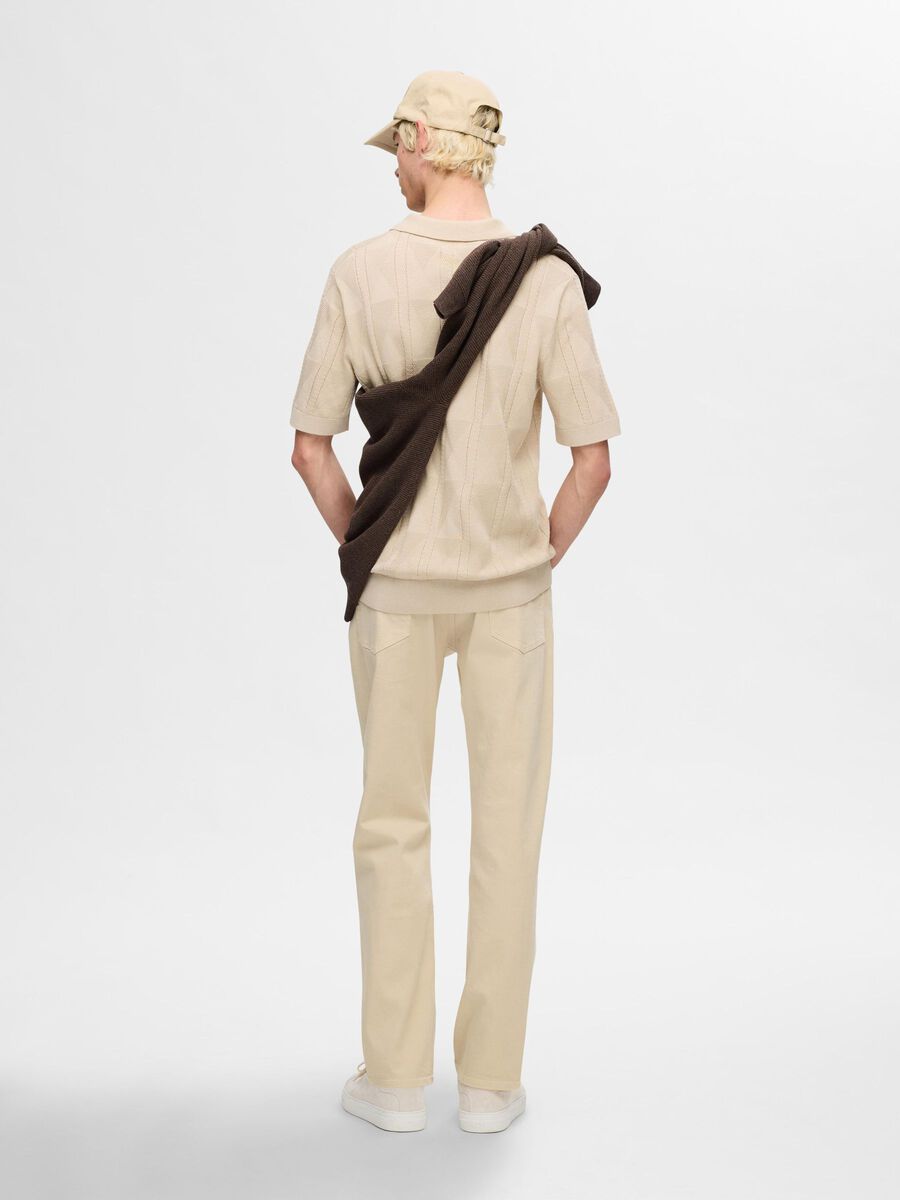 Selected STRICK POLO SHIRT, Oatmeal, highres - 16094636_Oatmeal_004.jpg