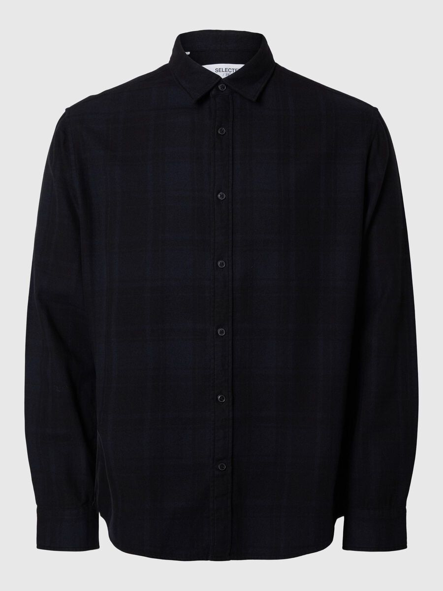 Selected LONG SLEEVED FLANNEL SHIRT, Black, highres - 16095733_Black_1155533_001.jpg
