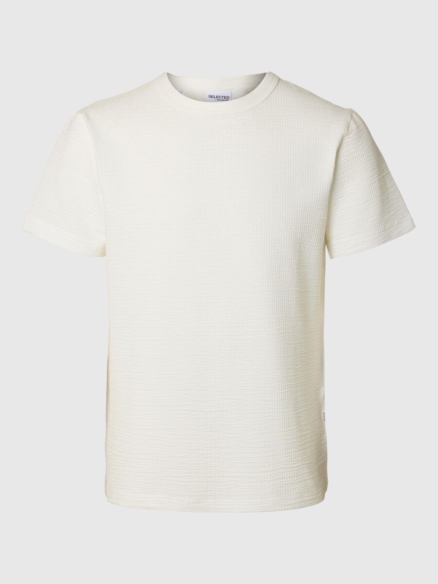 Selected SEERSUCKER T-SHIRT, Egret, highres - 16092769_Egret_001.jpg