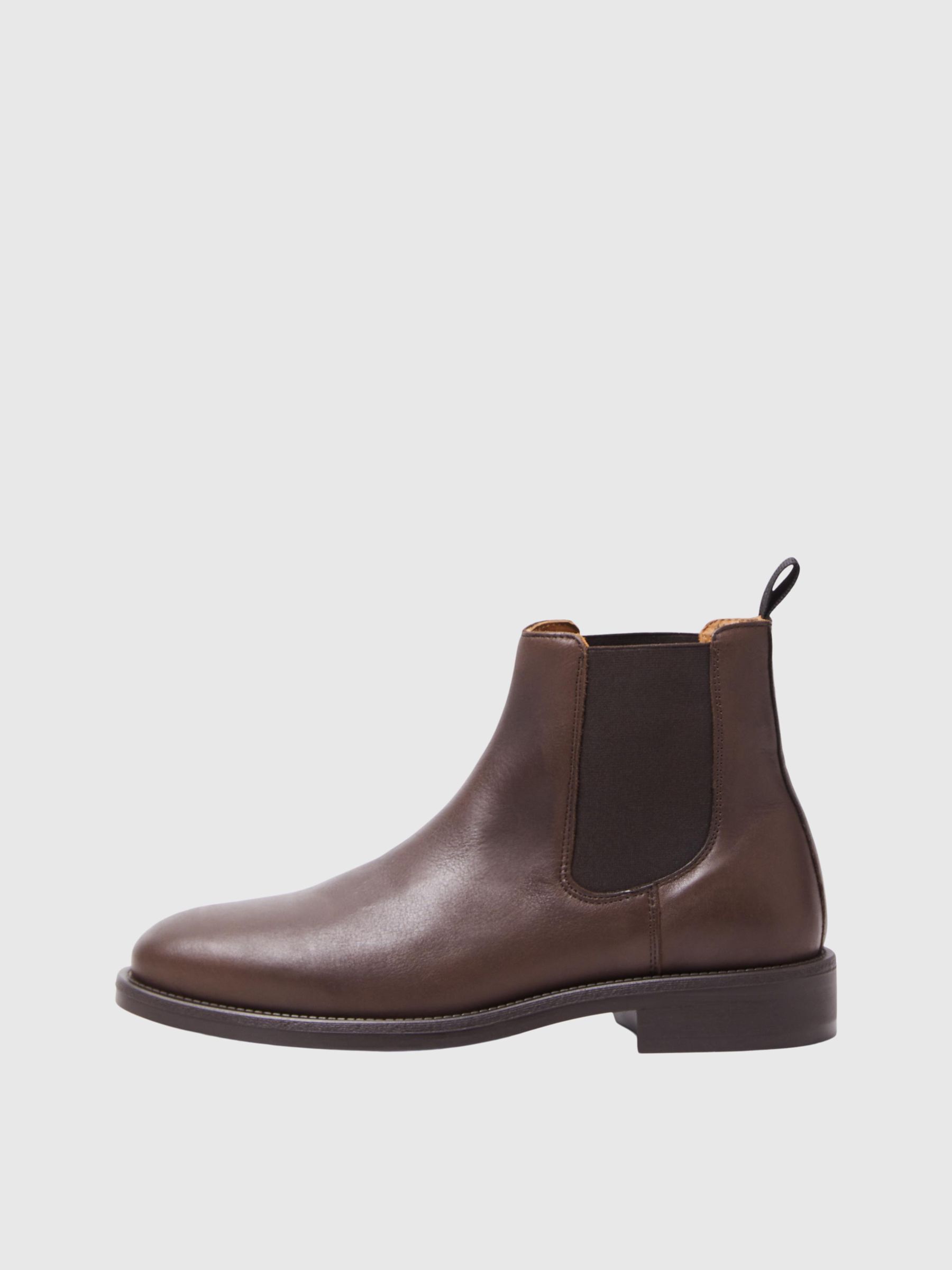 LEATHER CHELSEA BOOTS Brown SELECTED HOMME