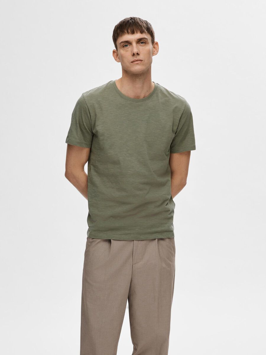 Selected COTON CHINÉ T-SHIRT, Vetiver, highres - 16092508_Vetiver_003.jpg