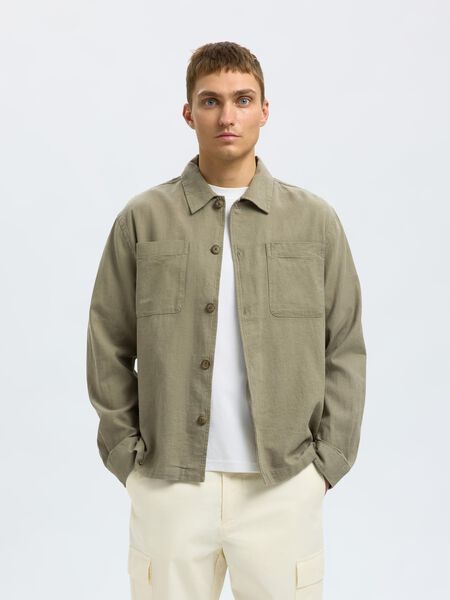 Selected LEINENMIX OVERSHIRT, Vetiver, highres - 16096220_Vetiver_003.jpg