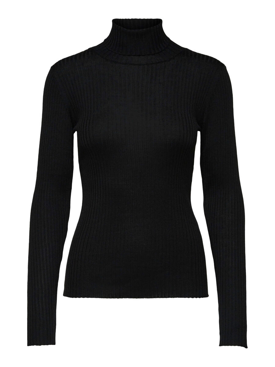 Selected PETITE, AJUSTÉ, À COL ROULÉ PULL EN MAILLE, Black, highres - 16082173_Black_001.jpg