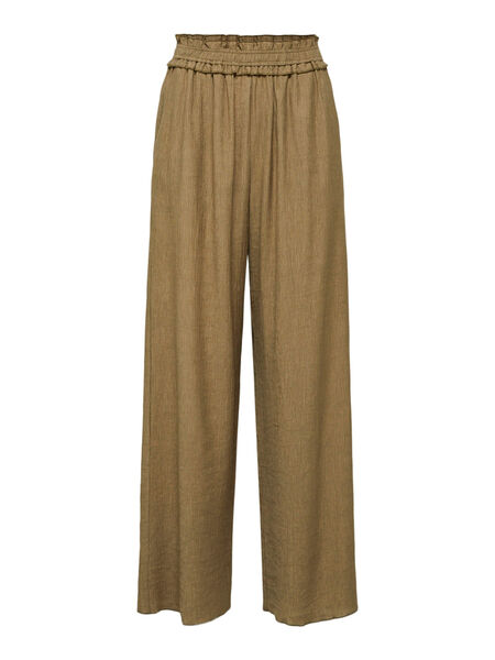 Selected HIGH WAIST WIDE-LEG TROUSERS, Dark Olive, highres - 16085781_DarkOlive_001.jpg