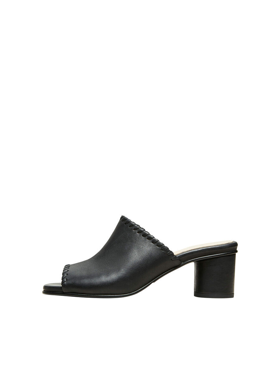Selected FABRIQUÉES À LA MAIN, CUIR - MULES À TALONS, Black, highres - 16073015_Black_001.jpg