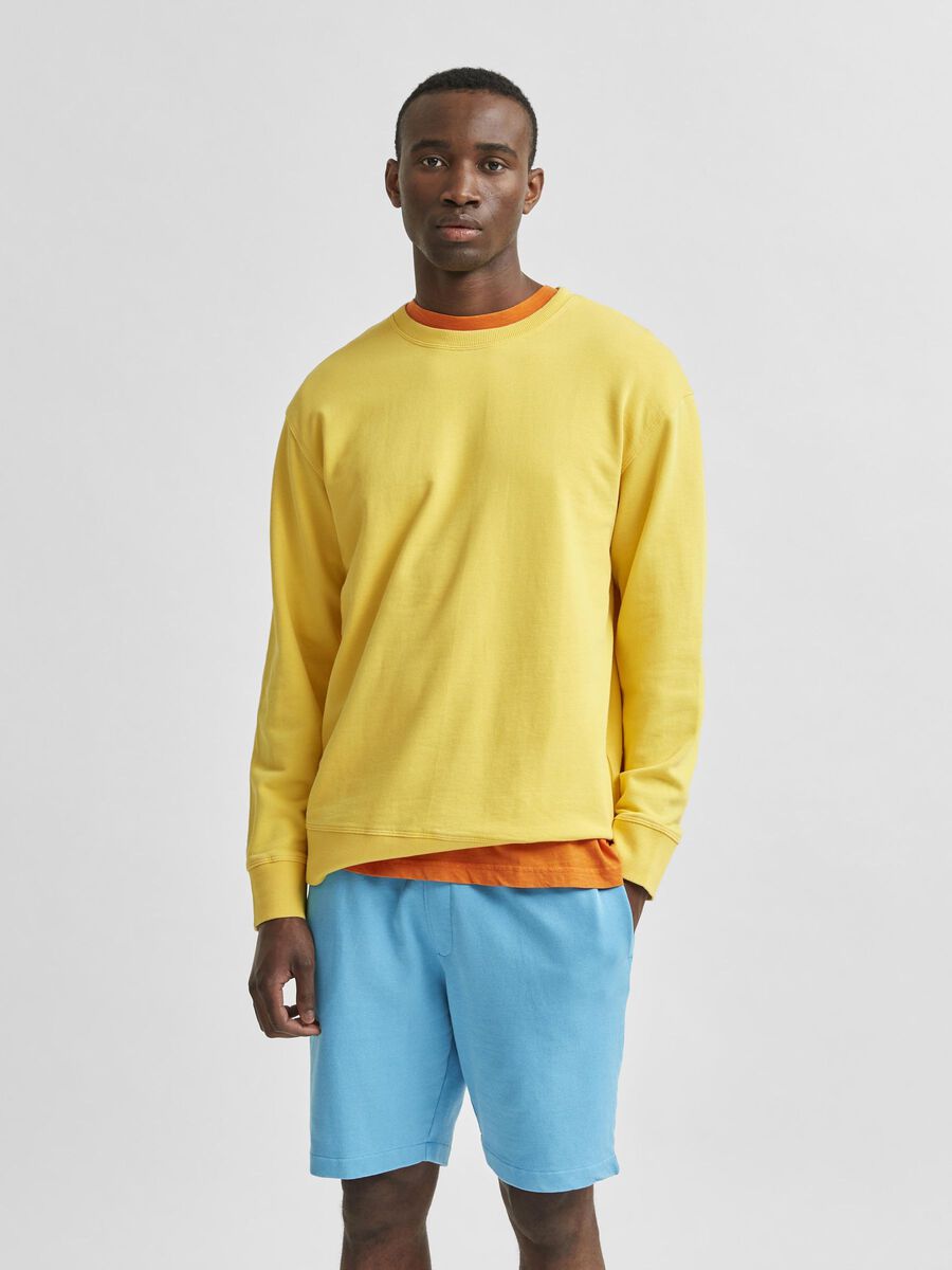 Selected ORGANIC COTTON WASHED LOOK SWEATSHIRT, Solar Power, highres - 16078618_SolarPower_003.jpg