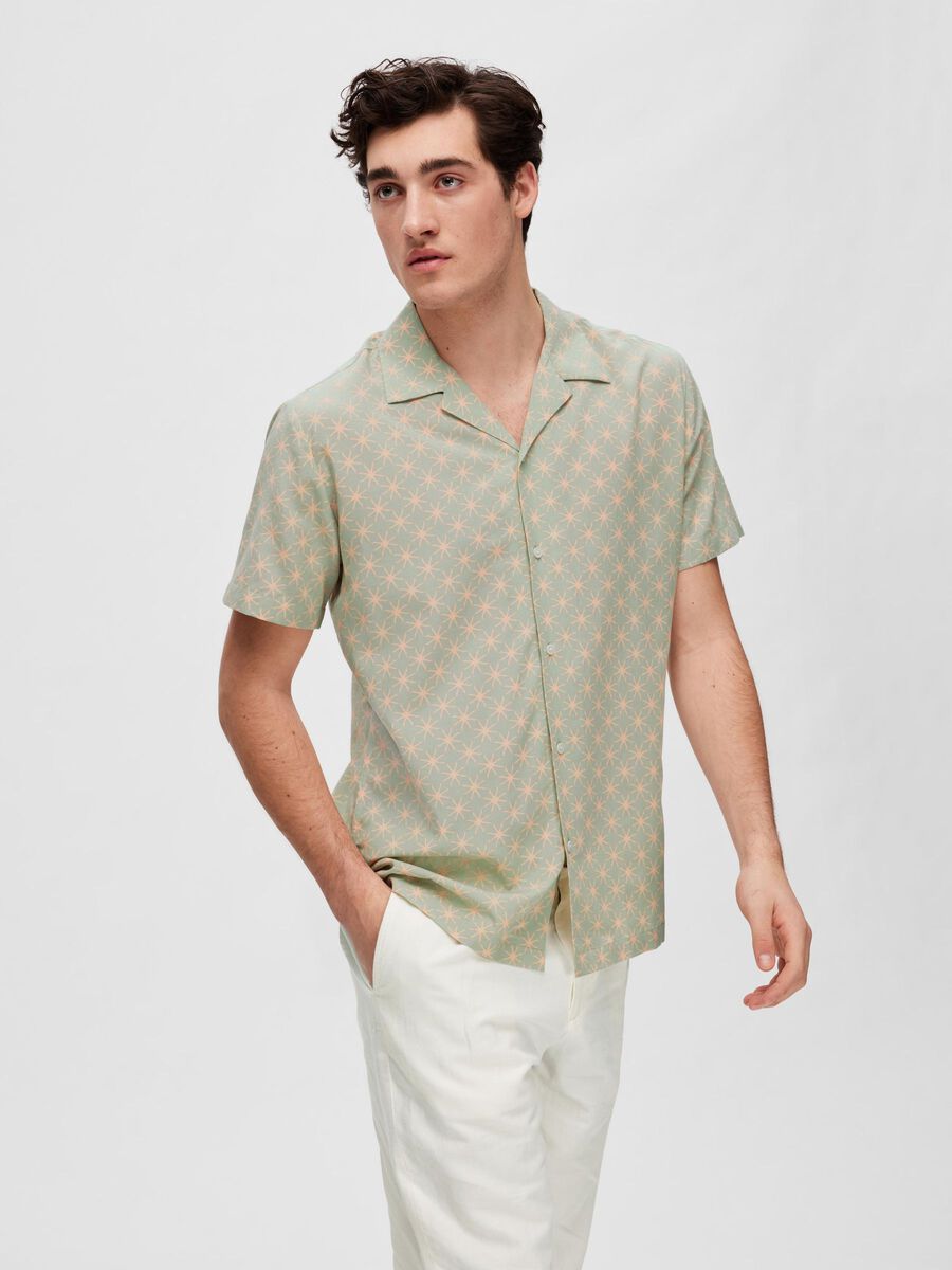 Selected Homme - Veste-chemise d'ensemble à deux poches en coton mélangé -  Vert clair - MGREEN
