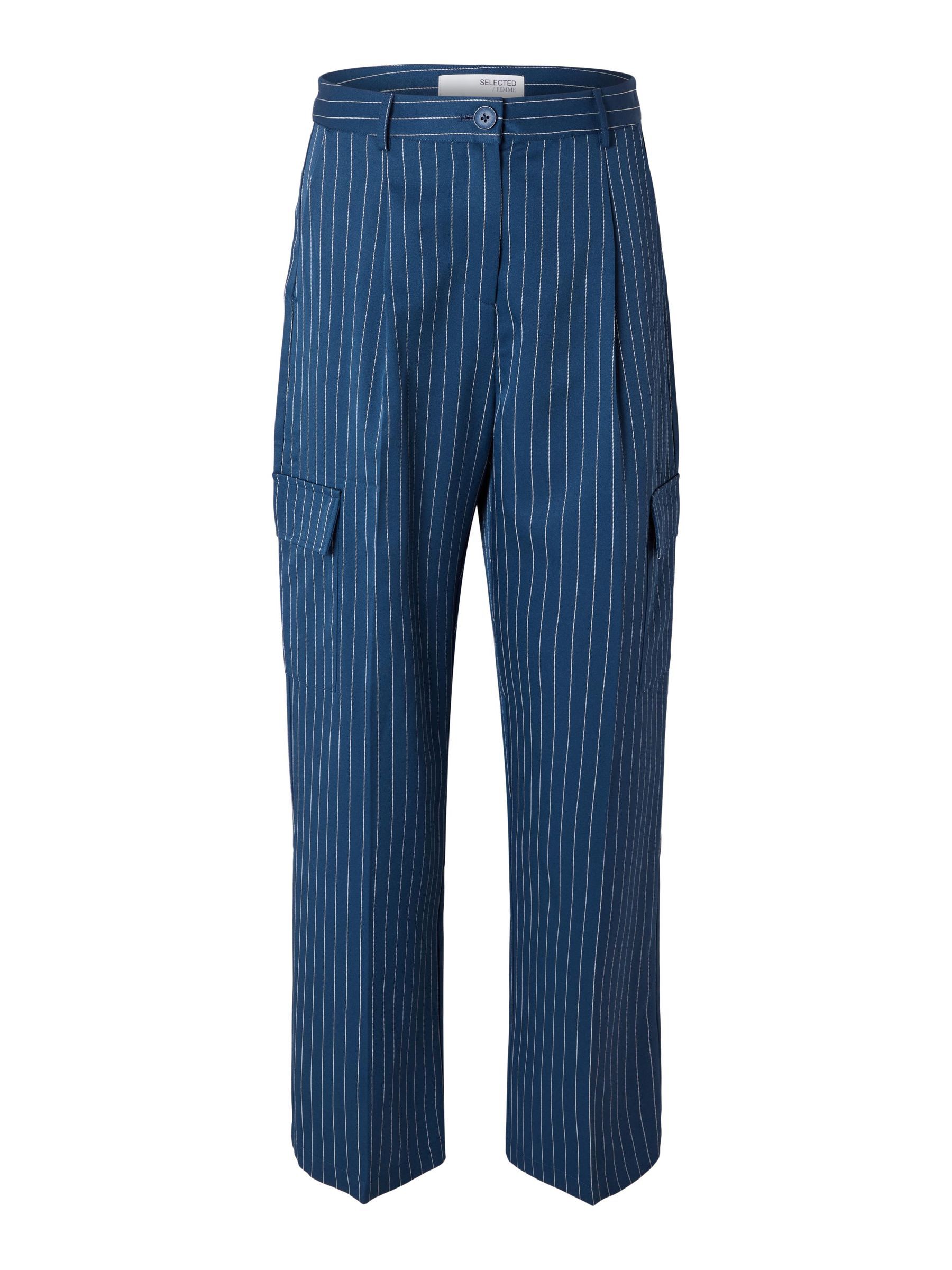 PINSTRIPE CARGO TROUSERS Blue SELECTED FEMME