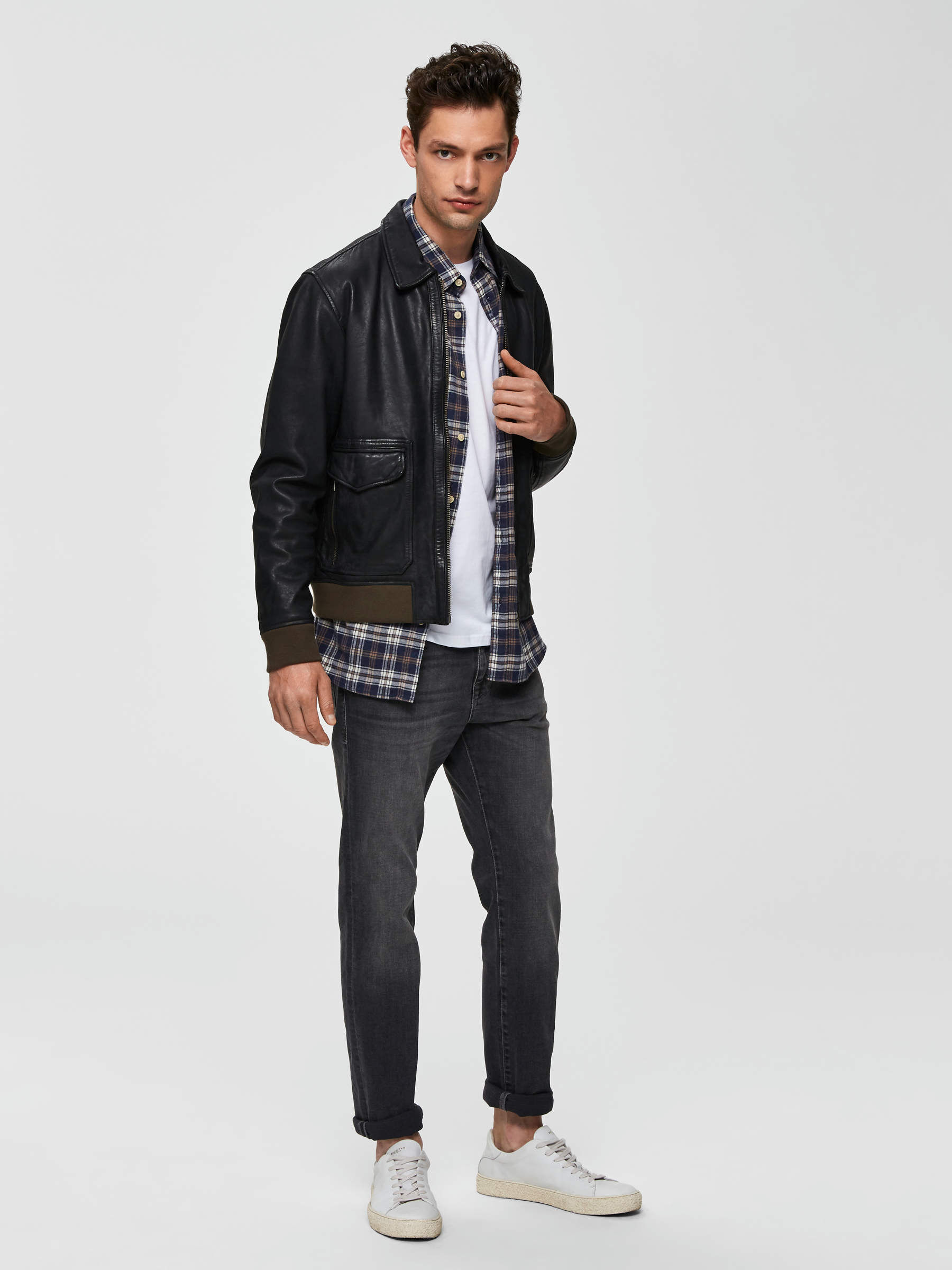 PILOT LEATHER JACKET Black SELECTED HOMME