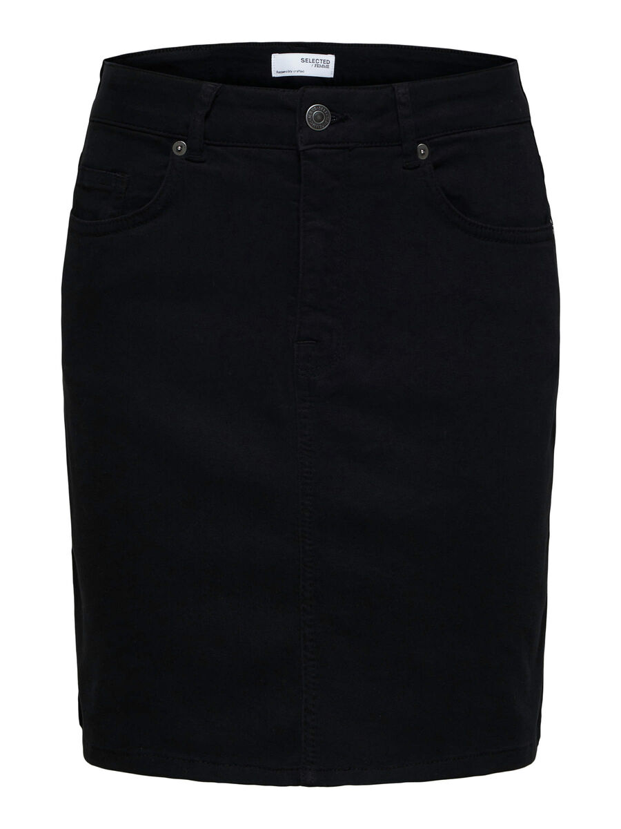 SELECTED Denim Pencil Skirt Kvinder Sort