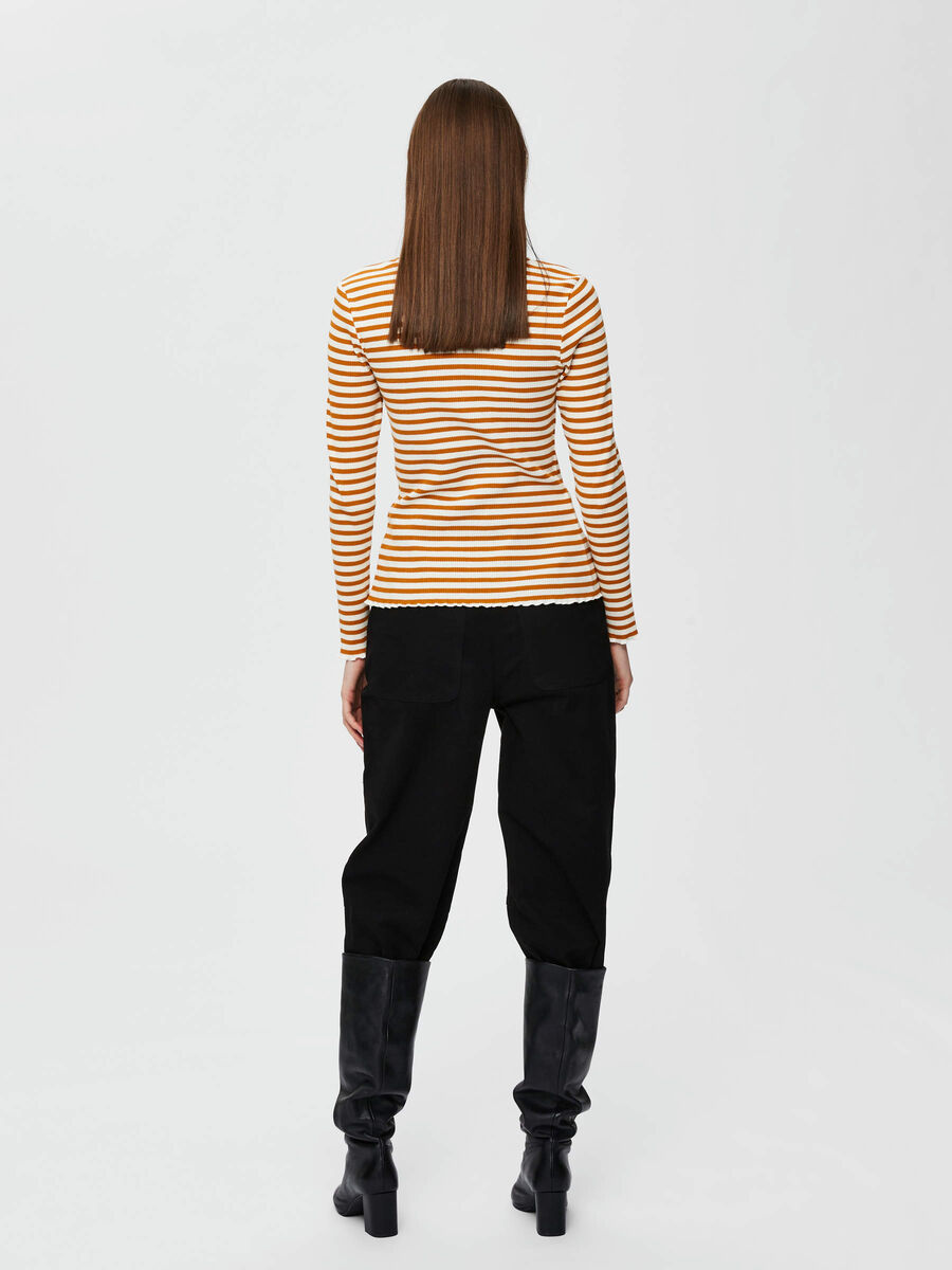 Selected STRIBET LANGÆRMET T-SHIRT, Sudan Brown, highres - 16077379_SudanBrown_820709_004.jpg