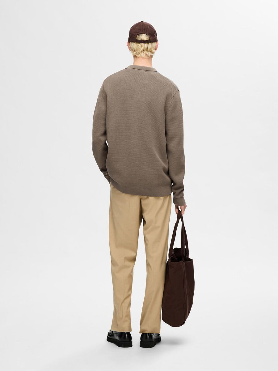 Selected KNITTED ZIP-FRONT CARDIGAN, Morel, highres - 16094493_Morel_004.jpg