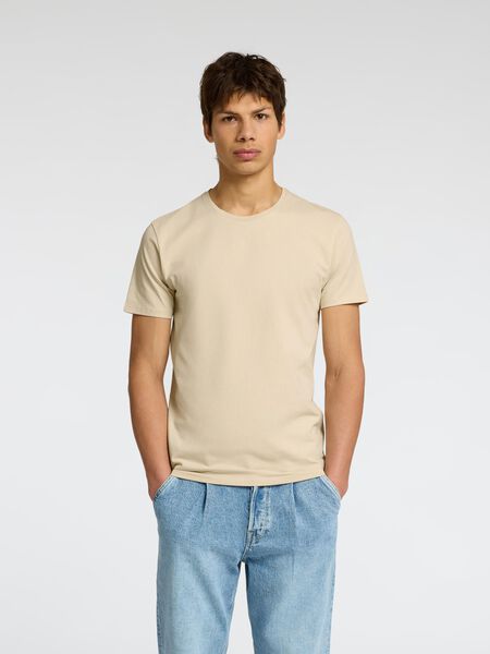 Selected 3-PACK COTTON T-SHIRT, Oatmeal, highres - 16094475_Oatmeal_003.jpg