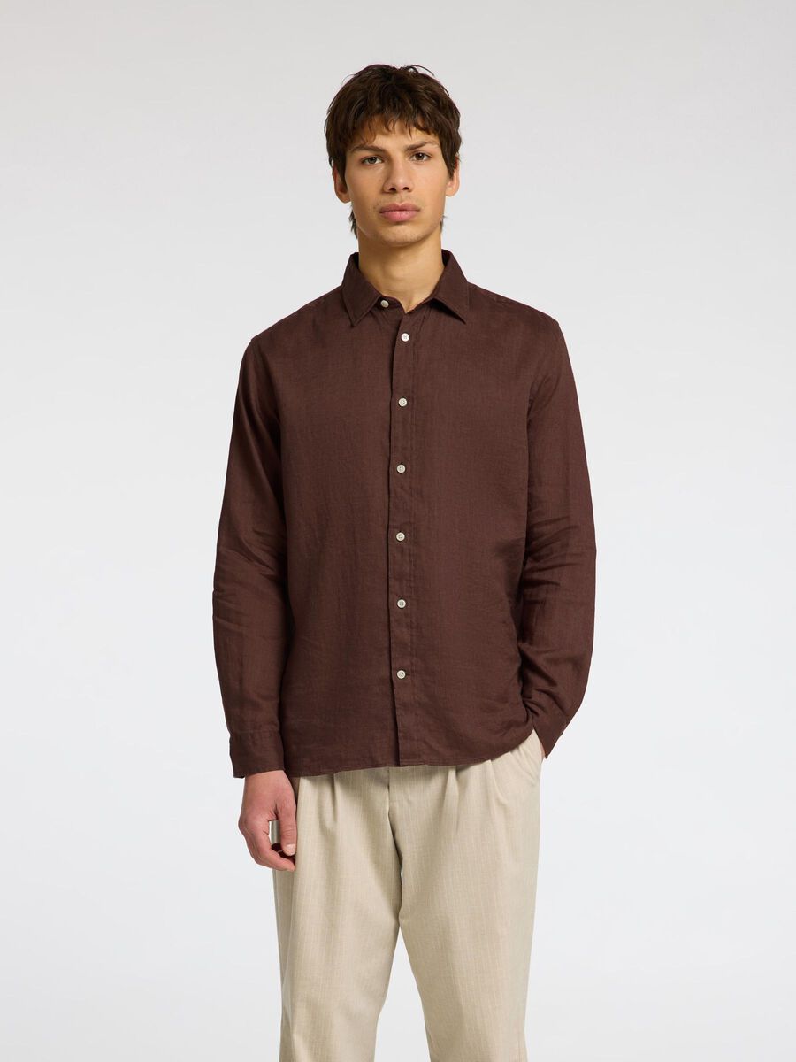 Selected LANGARM LEINENBLUSE, Chocolate Brown, highres - 16096909_ChocolateBrown_003.jpg