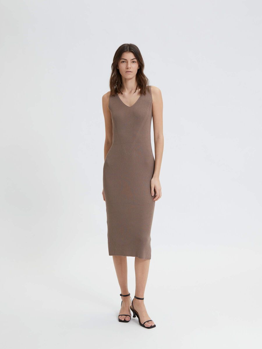 Selected SLEEVELESS KNITTED DRESS, Pine Bark, highres - 16084320_PineBark_005.jpg