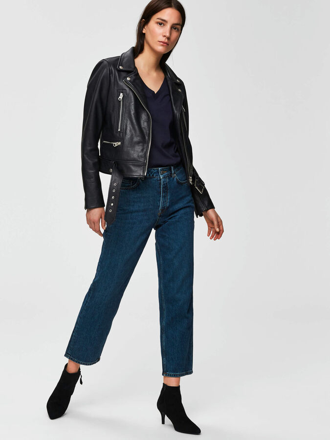 High Waist Straight Fit Jeans Selected
