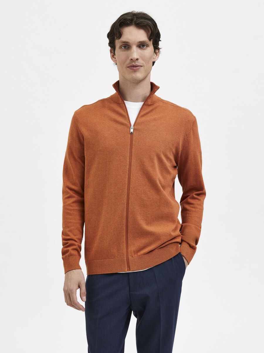 Selected PIMA COTTON - KNITTED CARDIGAN, Bombay Brown, highres - 16074688_BombayBrown_779264_003.jpg