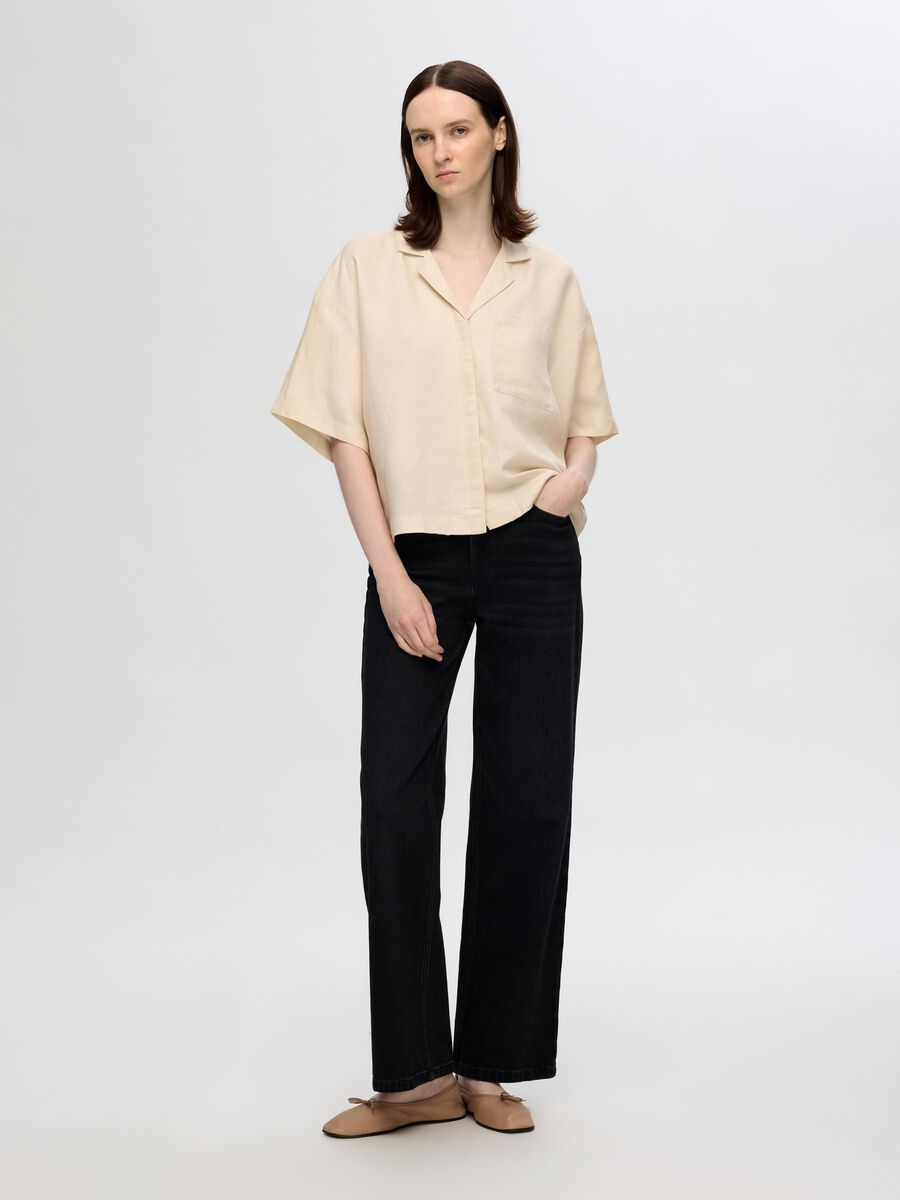 Selected BOXY SHORT SLEEVED SHIRT, Sandshell, highres - 16093093_Sandshell_005.jpg