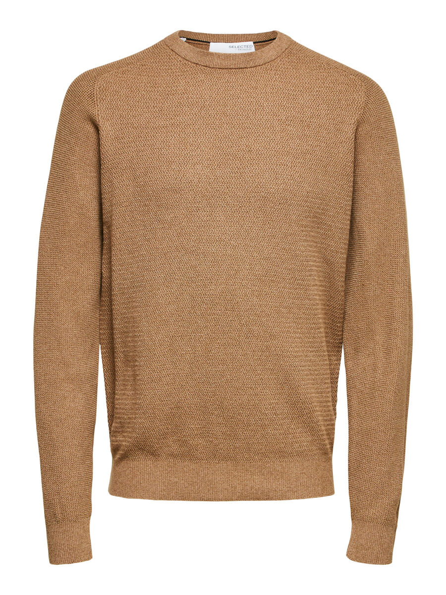 Selected BIOKATOEN SWEATER, Teak, highres - 16074692_Teak_778158_001.jpg