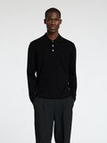 Selected 100% MERINO WOOL KNITTED POLO SHIRT, Black, highres - 16097823_Black_003.jpg