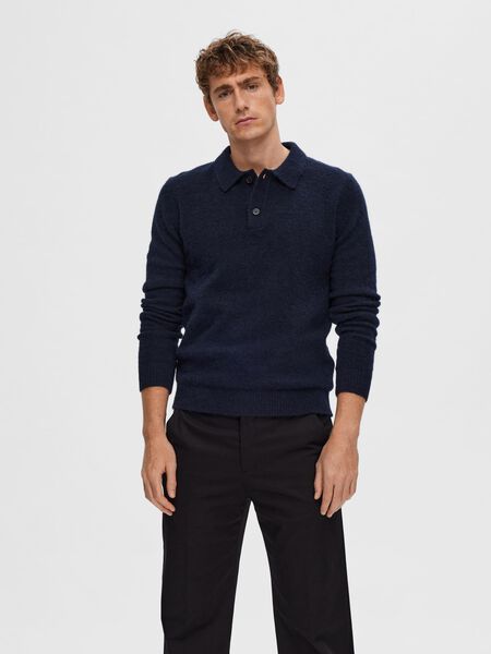 Selected KNITTED POLO SHIRT, Sky Captain, highres - 16090710_SkyCaptain_003.jpg