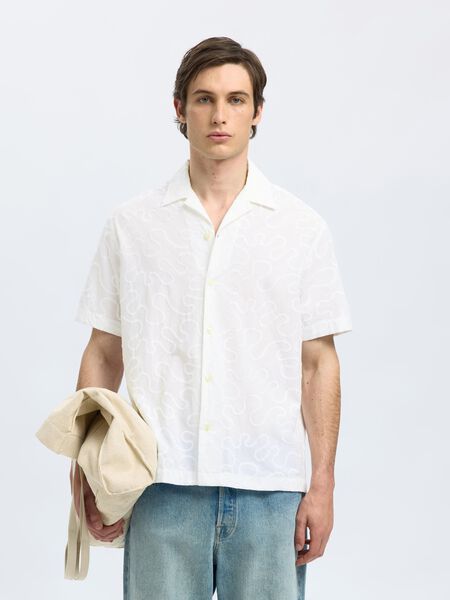 Selected EMBROIDERED SHORT SLEEVED SHIRT, Bright White, highres - 16097689_BrightWhite_003.jpg