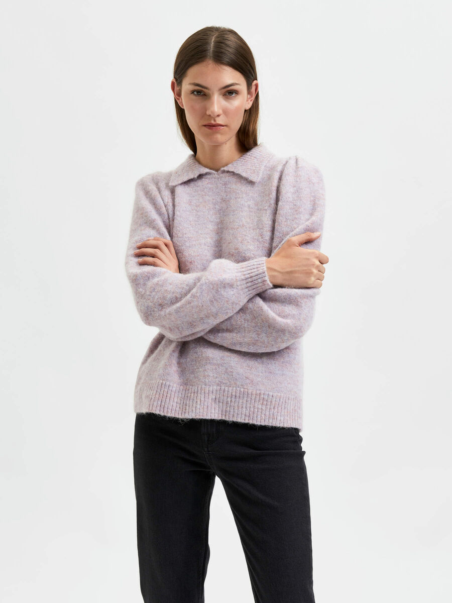 Selected LAINE ET ALPACA PULL EN MAILLE, Chalk Pink, highres - 16080504_ChalkPink_874532_003.jpg