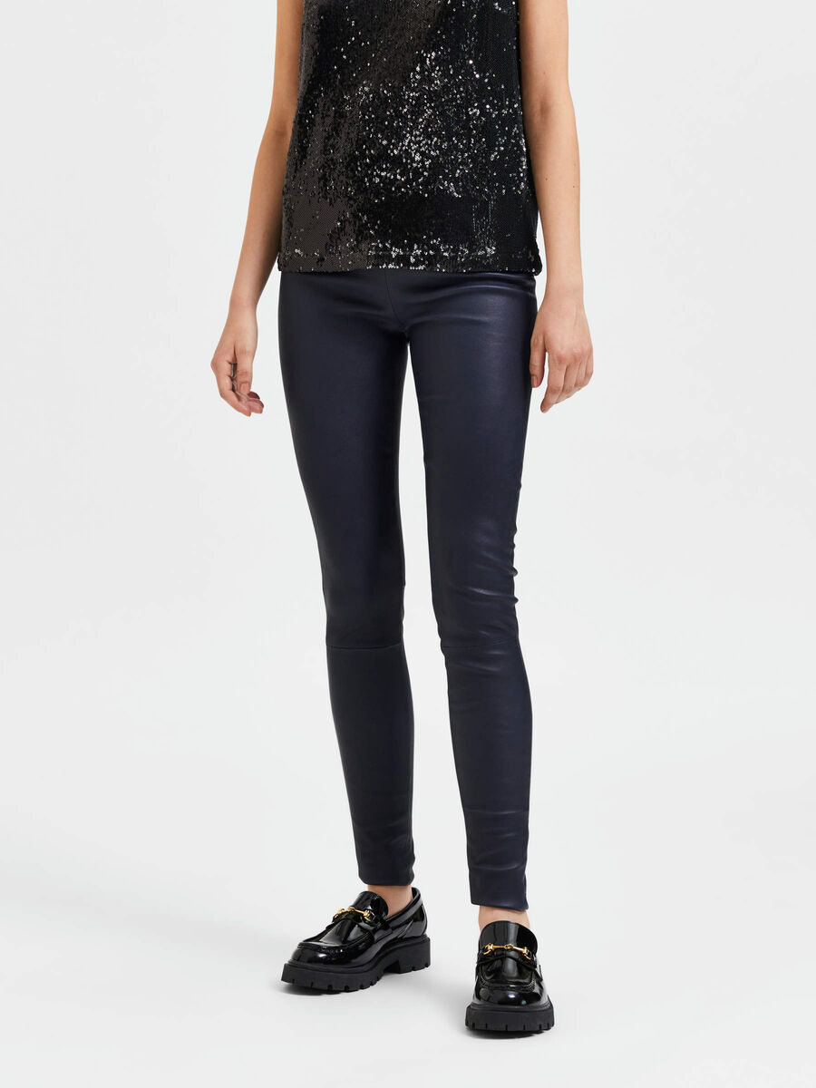 Selected AGNEAU EN CUIR LEGGINGS, Dark Sapphire, highres - 16054544_DarkSapphire_003.jpg