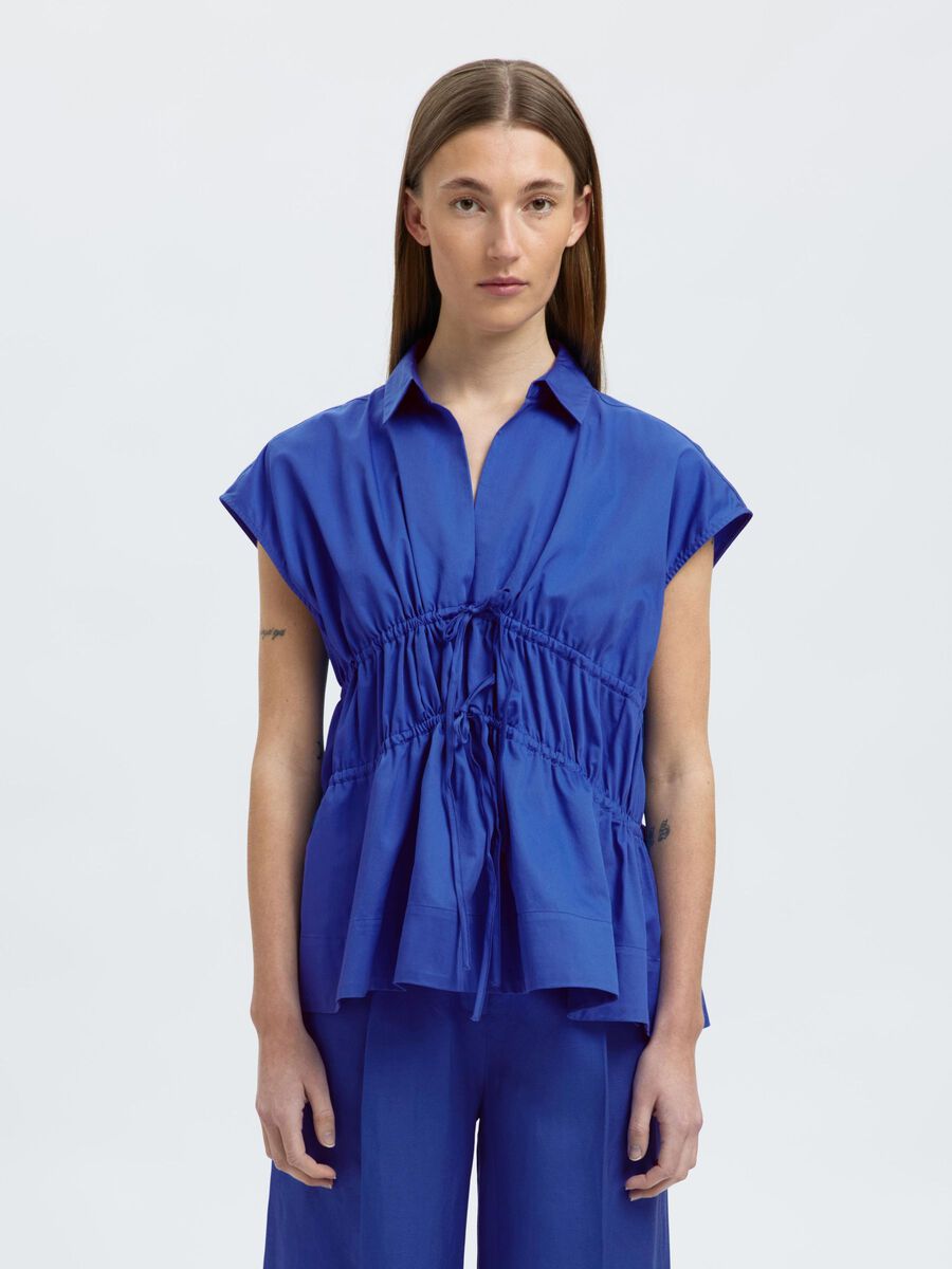 Selected TIE FRONT V-NECK TOP, Dazzling Blue, highres - 16097800_DazzlingBlue_003.jpg