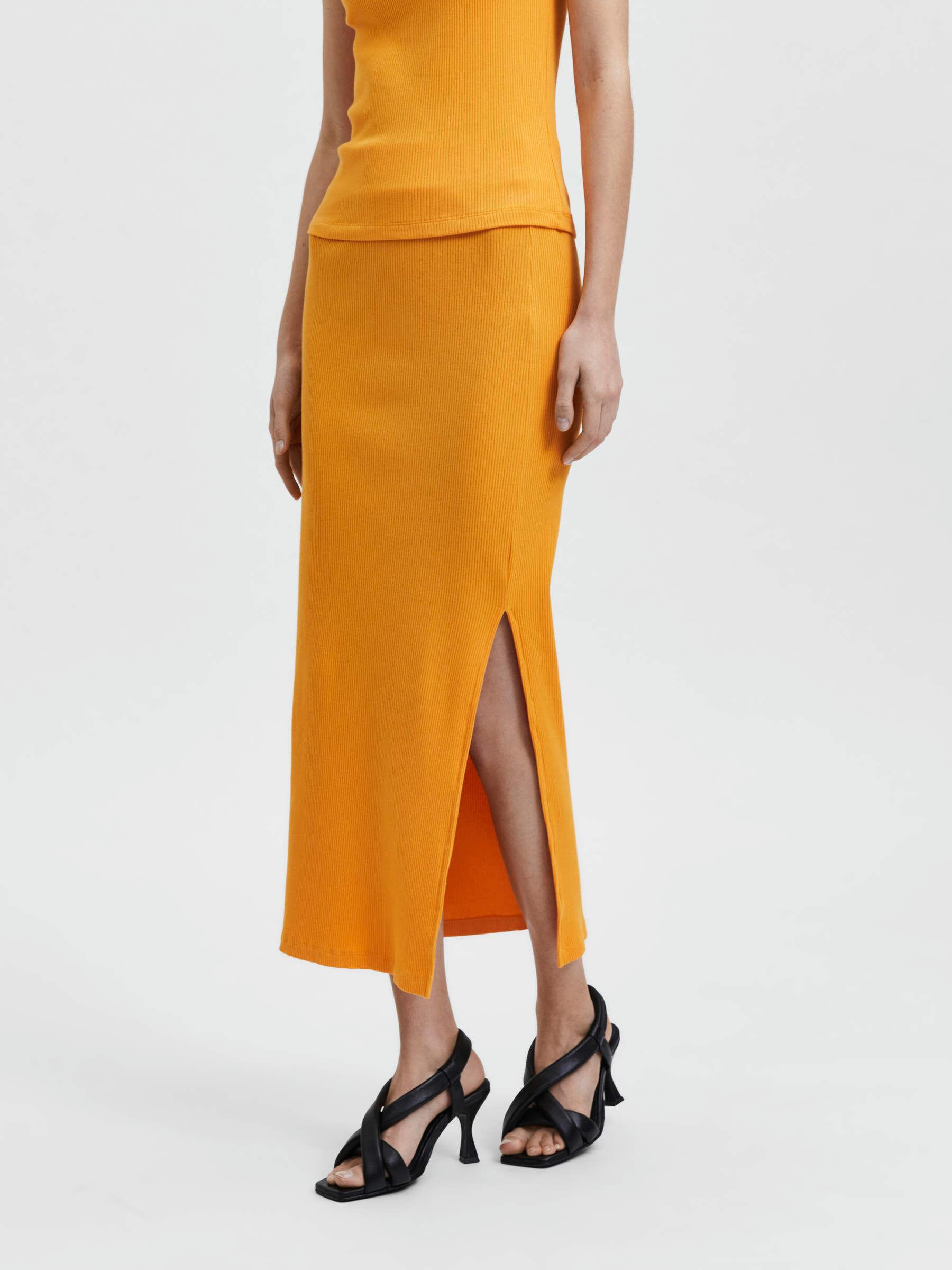 High waisted maxi skirt orange best sale