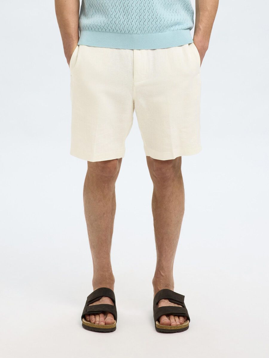 Selected REGULAR FIT LINEN-BLEND SHORTS, Cloud Dancer, highres - 16097604_CloudDancer_003.jpg