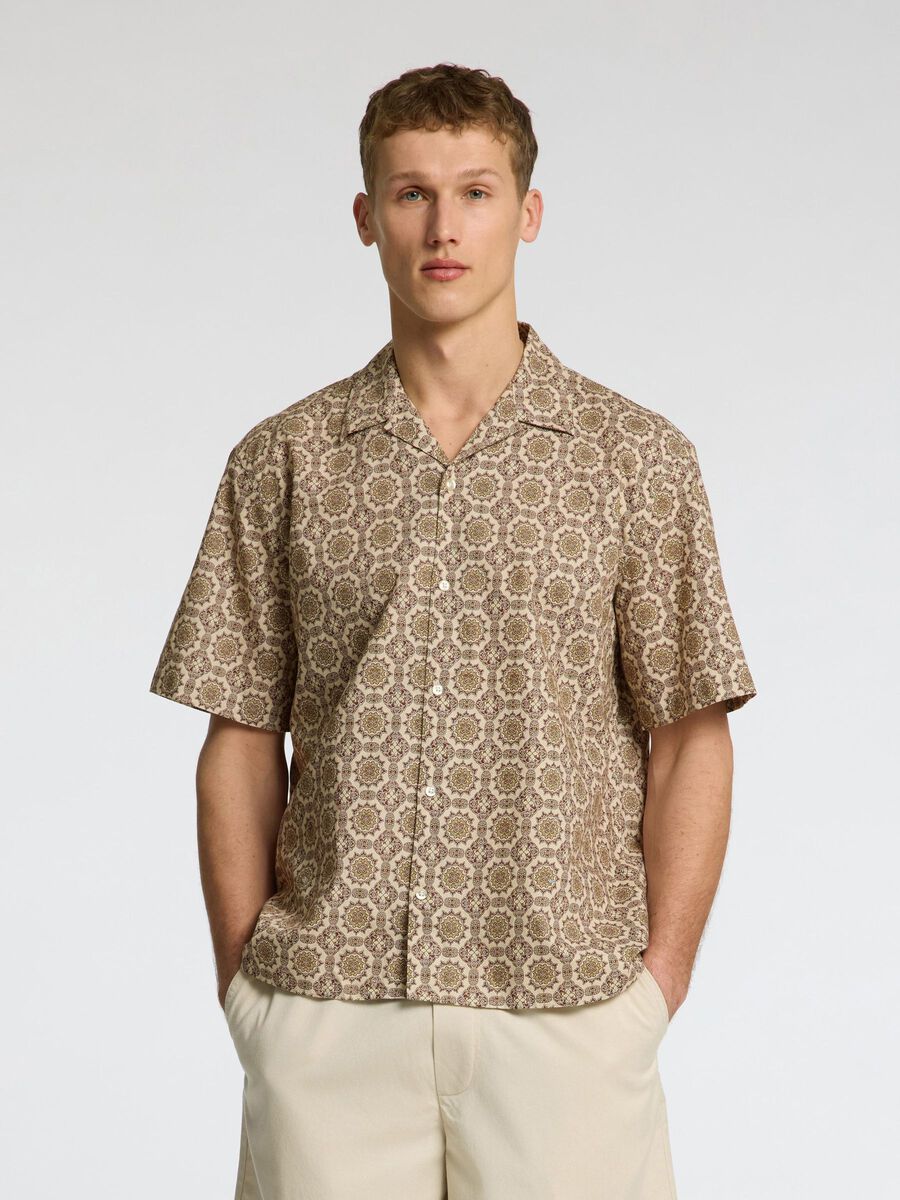 Selected SHORT-SLEEVED SHIRT, Oatmeal, highres - 16092978_Oatmeal_1176967_003.jpg