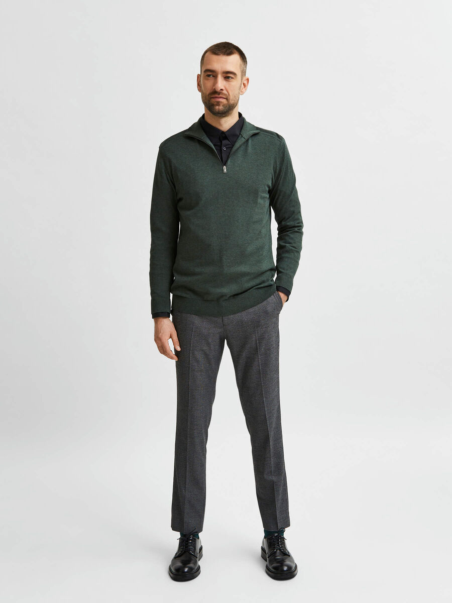 Selected HALF-ZIP KNITTED JUMPER, Darkest Spruce, highres - 16074687_DarkestSpruce_779218_005.jpg