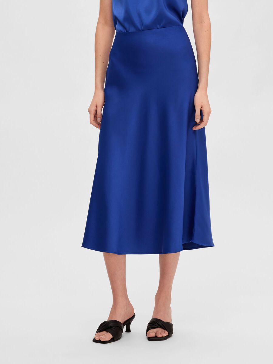 Selected SATIN JUPE MI-LONGUE, Royal Blue, highres - 16089021_RoyalBlue_003.jpg