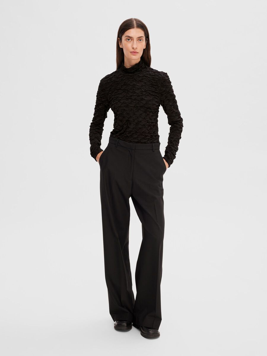 Selected TEXTURED HIGH-NECK TOP, Black, highres - 16091241_Black_005.jpg